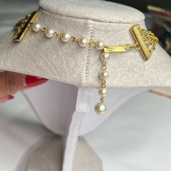 RARE Gorgeous Vintage 5 Strand Imitation Pearl Swag Statement Necklace - Picture 3 of 3